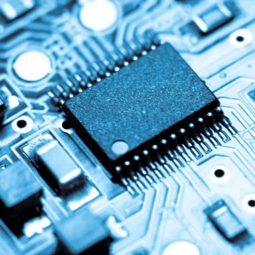 Awe,Colored,Blue,Chip,With,Resistors.,Low,Aperture,Shot